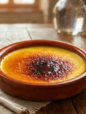 Un cuenco de barro con crema catalana